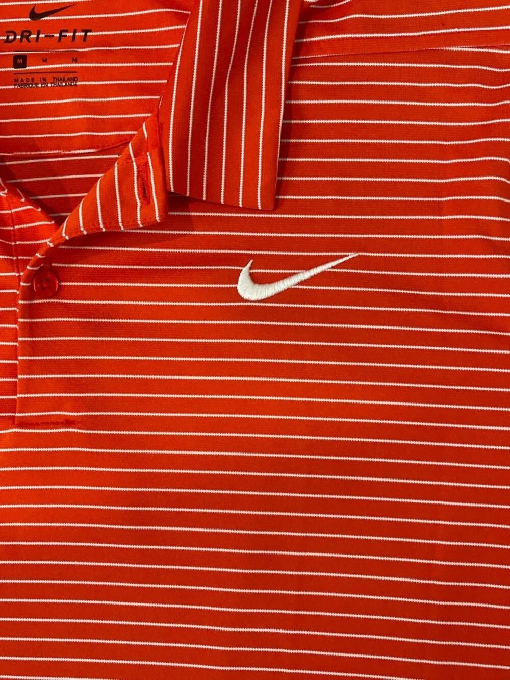 Nike Dri-Fit Striped Polo Mens Medium Orange